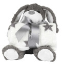 Peluche Chien Gris avec Plaid 70x70CM