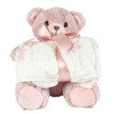 Peluche Ours Rose avec Plaid 70x70CM
