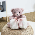 Peluche Ours Rose avec Plaid 70x70CM