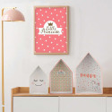 Lot de 3 Boites Gigognes en Forme de Maison Rose et Blanc