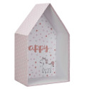 Lot de 3 Boites Gigognes en Forme de Maison Rose et Blanc