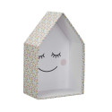 Lot de 3 Boites Gigognes en Forme de Maison Rose et Blanc