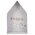 Lot de 3 Boites Gigognes en Forme de Maison Rose et Blanc