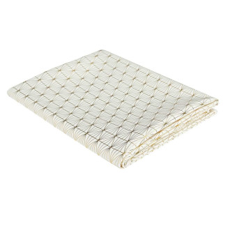 Nappe Blanche Motifs Géométriques Dorés 140x250cm