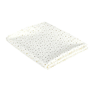 Nappe Blanche Motifs Etoiles Dorés 140x250cm