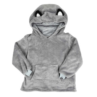 Sweat à Capuche Plaid Loup Gris 4-6ans Pliable en Coussin