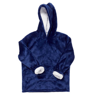 Sweat à Capuche Plaid Ultra Doux Bleu Nuit 6-9ans
