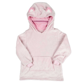Sweat à Capuche Plaid Chat Rose 4-6ans Pliable en Coussin