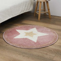 Tapis Rond Motif Etoile Rose et Doré