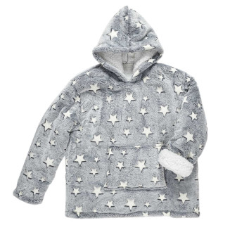 Sweat à Capuche Plaid Ultra Doux Gris Phosphorescent 6-9ans