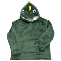 Sweat à Capuche Plaid Ultra Doux Vert Dinosaure 6-9ans