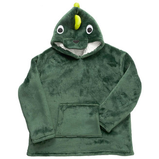 Sweat à Capuche Plaid Ultra Doux Vert Dinosaure 6-9ans