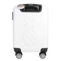 Valise Cabine Blanche Embossée Ananas 28L avec Cadenas