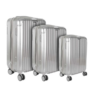 Pack 3 Valises Gigognes Rigides à Roulettes Gris Métallisé