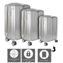 Pack 3 Valises Gigognes Rigides à Roulettes Gris Métallisé