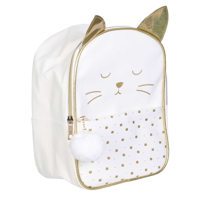 Sac à Dos Enfant Chat Blanc et Doré Sac à Dos Enfant Chat Blanc et Doré