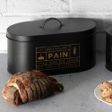 Boîte à Pain en Métal Noir Mat et Doré