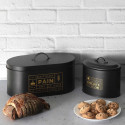 Boîte à Pain en Métal Noir Mat et Doré