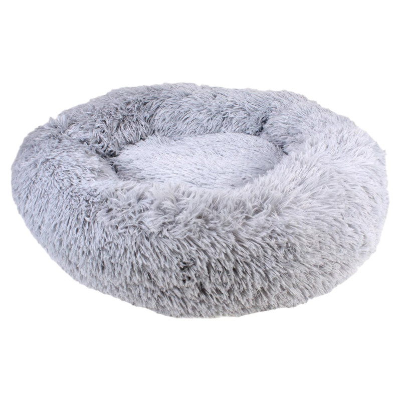 Panier Coussin Peluche "Donut" Gris Ø60cm pour Animaux