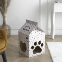 Maison en Carton pour Chat H.55cm avec Fond Griffoir