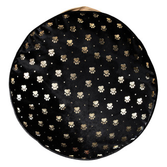 Coussin Rond Ø60cm pour Animaux Tissu Noir Motifs Dorés