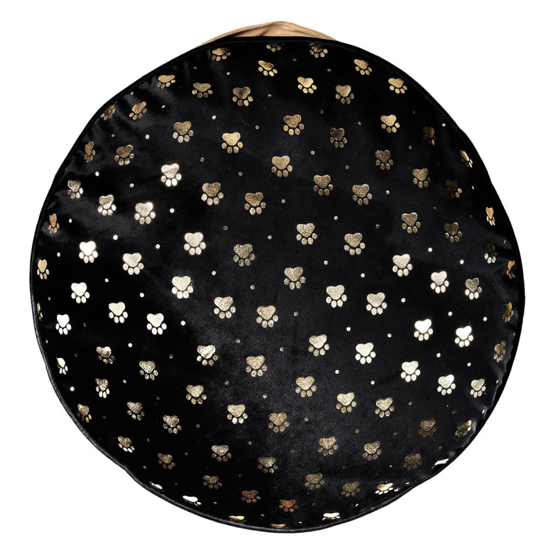 Coussin Rond Ø60cm pour Animaux Tissu Noir Motifs Dorés
