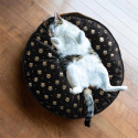 Coussin Rond Ø60cm pour Animaux Tissu Noir Motifs Dorés