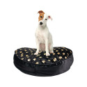 Coussin Rond Ø60cm pour Animaux Tissu Noir Motifs Dorés