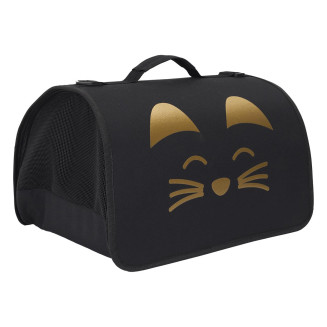 Sac de Transport pour Animaux 40x27xH21cm Noir à Motif Doré