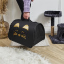 Sac de Transport pour Animaux 40x27xH21cm Noir à Motif Doré