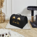 Sac de Transport pour Animaux 40x27xH21cm Noir à Motif Doré