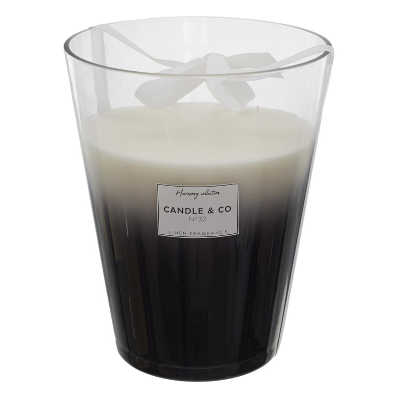 Grande Bougie Parfumée 3 mèches Vase Noir Senteur Linge Frais H23cm