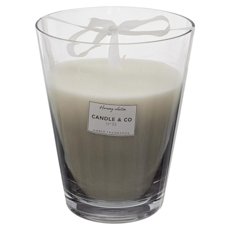 Grande Bougie Parfumée 3 mèches Vase Gris Senteur Ambre H23cm