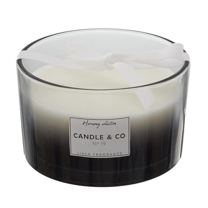 Bougie Parfumée 3 mèches Teinte Noire Senteur Linge Frais Ø13x8cm