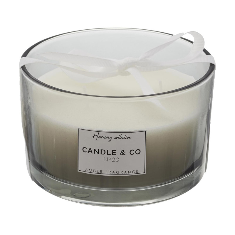 Bougie Parfumée 3 mèches Teinte Grise Senteur Ambre Ø13x8cm