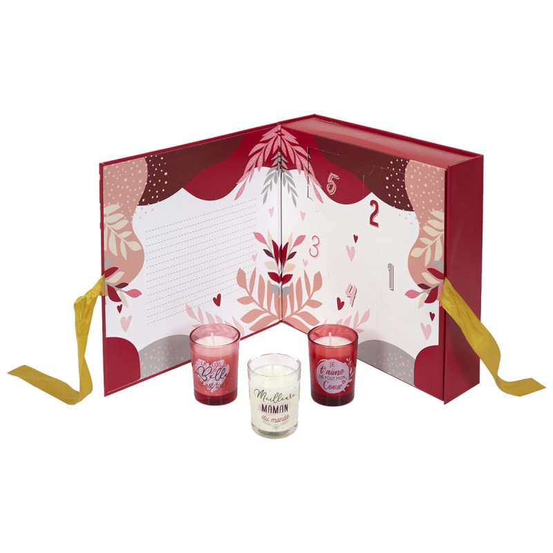 Coffret Cadeau Calendrier 5 Bougies Parfumées Spécial Maman
