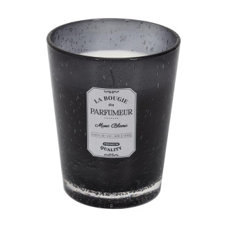 Bougie Parfumée en Verre Bullé Gris Foncé Senteur Musc Blanc H16cm