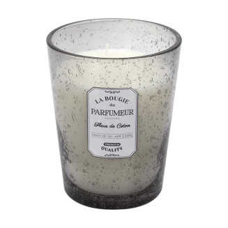 Bougie Parfumée en Verre Bullé Gris Clair Senteur Fleur de Coton H16cm