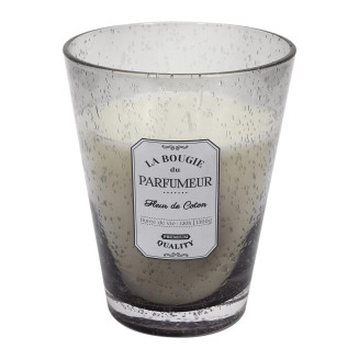 Bougie Parfumée en Verre Bullé Gris Clair Senteur Fleur de Coton H23cm