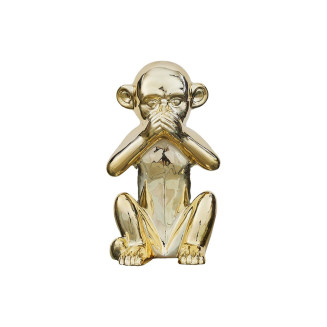 Statue Dorée Singe de la Sagesse "Ne parle pas" H28cm