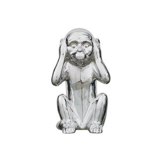 Statue Argentée Singe de la Sagesse "N'entends pas" H28cm