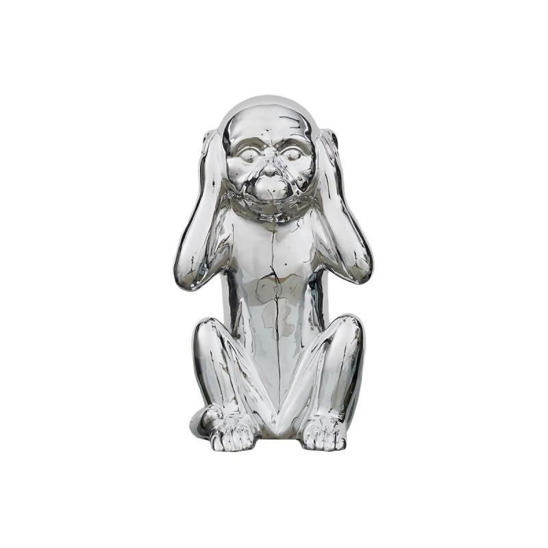 Statue Argentée Singe de la Sagesse "N'entends pas" H28cm