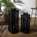Duo de Lanternes Métal Ajouré Noir