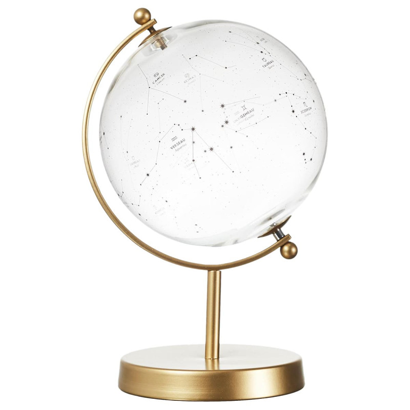 Globe Constellations en Verre Support Doré Globe Constellations en Verre Support Doré