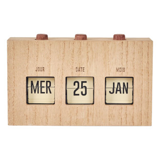 Calendrier Perpétuel Flip Flap Vintage Effet Bois Brut