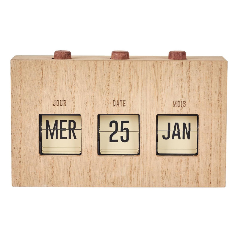 Calendrier Perpétuel Flip Flap Vintage Effet Bois Brut
