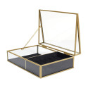 Boîte à Bijoux en Verre Métal Doré et Velours Noir