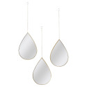Lot de 3 Miroirs Suspendus Dorés Forme Goutte Lot de 3 Miroirs Suspendus Dorés Forme Goutte