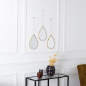Lot de 3 Miroirs Suspendus Dorés Forme Goutte