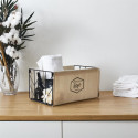 Bac de Rangement Pliable en Métal Noir et Tissu Blanc 35x23cm